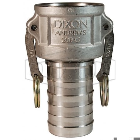 Dixon Type-C Cam and Groove Coupler, 4 in Nominal, Female Coupler x Hose Shank End Style, 316 SS, Domestic 400-C-SS